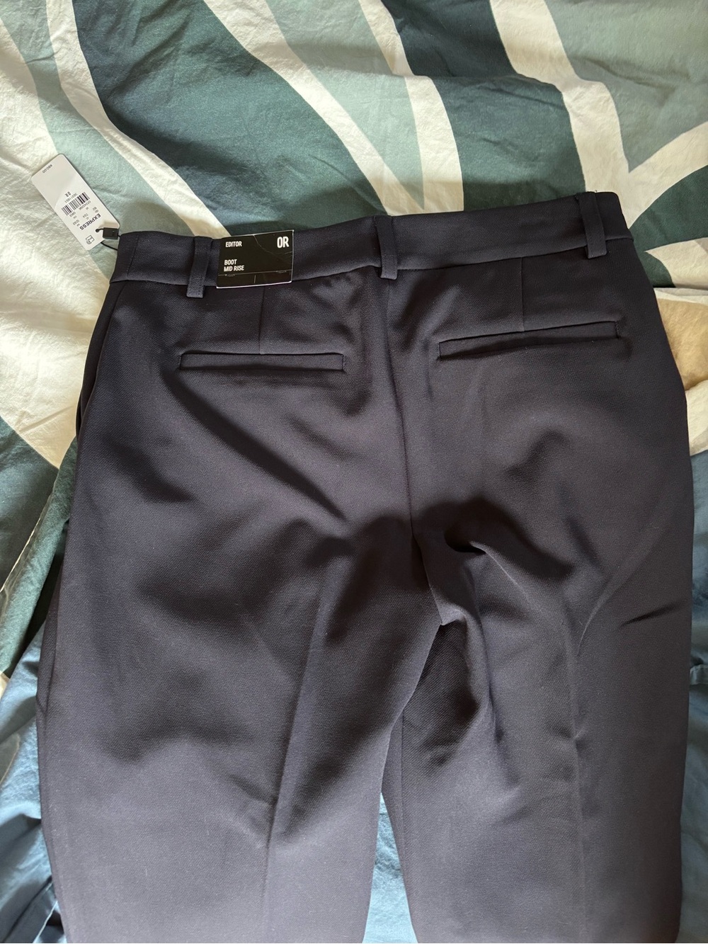 Express Editor Boot Mid Rise Dress Pants in Deep Navy